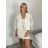 Souprava Bunda dlouhý rukáv a šaty na ramínka dámská VIVIEN (XS/S/M/L ONE SIZE) ITALSKÁ MÓDA IMWCA26005/DUR XS/S/M béžová