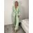 Kalhoty elegantní s páskem dlouhé dámská ZUZANA (S-M-L ONE SIZE) ITALSKÁ MÓDA IMPDY2624696/DUR S světle zelená