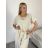 Komplet tunika oversize krátký rukáv a kalhoty dámsky MIRANDA (S/M/L ONE SIZE) TALIANSKÁ MÓDA IMWBA26001/DUR S/M/L béžová