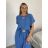Komplet tunika oversize krátký rukáv a kalhoty dámský MIRANDA (S/M/L ONE SIZE) ITALSKÁ MÓDA IMWBA26001/DUR S/M/L modrá