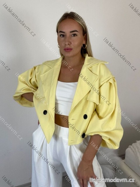 Bunda krátká oversize dlouhý rukáv dámská HAIAT (S/M/L ONE SIZE) ITALSKÁ MÓDA IMWCA26006/DUR S/M/L žlutá
