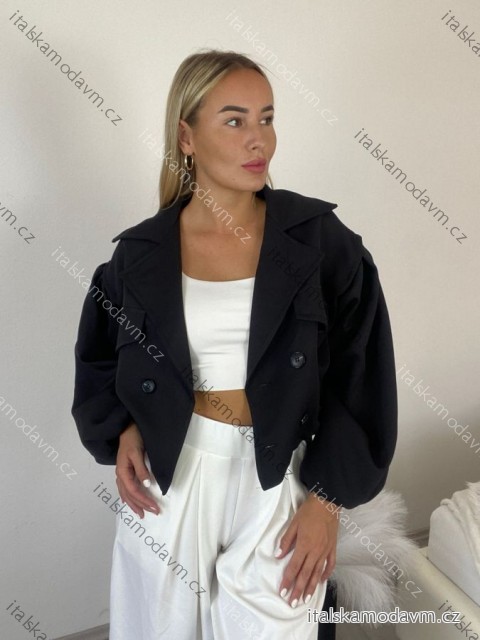 Bunda krátká oversize dlouhý rukáv dámská HAIAT (S/M/L ONE SIZE) ITALSKÁ MÓDA IMWCA26006/DUR S/M/L Černá