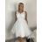 Šaty společenské, svatební elegantní bez rukávu krátké plesové dámské (S/M/L ONE SIZE) ITALSKÁ MÓDA IMM26HB50245/DUR S/M/L bílá
