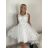 Šaty společenské, svatební elegantní bez rukávu krátké plesové dámské (S/M/L ONE SIZE) ITALSKÁ MÓDA IMM26HB50245/DUR S/M/L bílá
