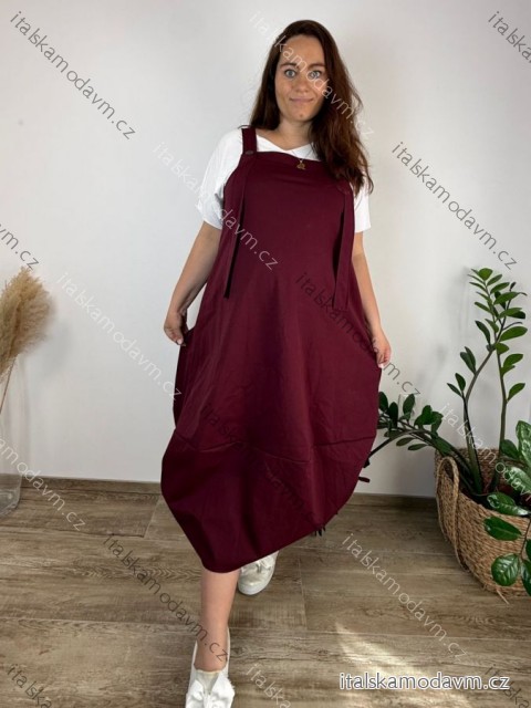 Šaty s laclem letní stahovací s kapsami na ramínka dámské nadrozměr IVONA (46/48/50 ONE SIZE) ITALSKÁ MÓDA IMC26000326/DUR