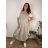 Šaty s laclem letní stahovací s kapsami na ramínka dámské nadrozměr IVONA (46/48/50 ONE SIZE) ITALSKÁ MÓDA IMC26000326/DUR 46/48/50 zelená khaki