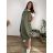 Šaty s laclem letní stahovací s kapsami na ramínka dámské nadrozměr IVONA (46/48/50 ONE SIZE) ITALSKÁ MÓDA IMC26000326/DUR 46/48/50 zelená khaki