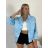 Bunda oversize dlouhý rukáv dámská (S/M/L ONE SIZE) ITALSKÁ MÓDA IMSM260042/DUR S/M/L světle modrá
