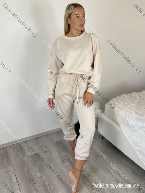 Súprava tepláková mikina a kalhoty dlhé dámske MEDA (S/M/L ONE SIZE) TALIANSKA MÓDA IMWB260003/DUR S/M/L béžová
