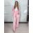 Komplet elegantný sako a nohavice dámske KLARISA (S/M/L ONE SIZE) TALIANSKA MÓDA IMPLP266377/DUR S/M/L ružová světle