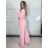 Komplet elegantný sako a nohavice dámske KLARISA (S/M/L ONE SIZE) TALIANSKA MÓDA IMPLP266377/DUR S/M/L ružová světle