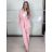 Komplet elegantný sako a nohavice dámske KLARISA (S/M/L ONE SIZE) TALIANSKA MÓDA IMPLP266377/DUR S/M/L ružová světle