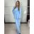 Komplet elegantný sako a nohavice dámske KLARISA (S/M/L ONE SIZE) TALIANSKA MÓDA IMPLP266377/DUR S/M/L svetlo modrá