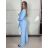 Komplet elegantný sako a nohavice dámske KLARISA (S/M/L ONE SIZE) TALIANSKA MÓDA IMPLP266377/DUR S/M/L svetlo modrá