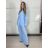 Komplet elegantný sako a nohavice dámske KLARISA (S/M/L ONE SIZE) TALIANSKA MÓDA IMPLP266377/DUR S/M/L svetlo modrá