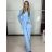 Komplet elegantný sako a nohavice dámske KLARISA (S/M/L ONE SIZE) TALIANSKA MÓDA IMPLP266377/DUR S/M/L svetlo modrá