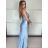 Šaty elegantné spoločenské dlhé na ramienka dámske STELA (S/M ONE SIZE) TALIANSKA MÓDA IM3260001/DUR S / M svetle petrolejová