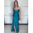 Šaty elegantné spoločenské dlhé na ramienka dámske STELA (S/M ONE SIZE) TALIANSKA MÓDA IM3260001/DUR S / M svetle petrolejová