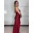 Šaty elegantní společenské dlouhé na ramínka dámské STELA (S/M ONE SIZE) ITALSKÁ MÓDA IM3260001/DUR S/M vínová