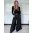 Kalhoty elegantní s páskem dámské (S/M/L ONE SIZE) ITALSKÁ MÓDA IM4260015/DUR Černá S/M/L