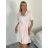 Šaty košeľové krátky rukáv dámske BARBARA (S/M/L ONE SIZE) TALIANSKA MÓDA IMC26002356/DUR S/M/L svetlo modrá