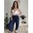 Nohavice viskoza letné aladinky dámske (S/M/L ONE SIZE) TALIANSKA MÓDA IM4260055/DUR modrá petrolejová S/M/L