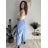 Nohavice elegantné dámske (S/M/L ONE SIZE) TALIANSKA MÓDA IMM26M8102/DR svetlo modrá S/M/L