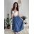Sukně s páskem dlouhá dámská (S/M/L ONE SIZE) ITALSKÁ MÓDA IMSM26106/DUR sv. modrá S/M/L