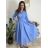 Šaty dlhé košilové 3/4 dlouhý rukáv dámske KONSTANCE  (S/M/L ONE SIZE) TALIANSKA MÓDA IMPDY264885