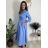Šaty dlhé košilové 3/4 dlouhý rukáv dámske KONSTANCE  (S/M/L ONE SIZE) TALIANSKA MÓDA IMPDY264885