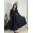 Šaty dlhé košilové 3/4 dlouhý rukáv dámske KONSTANCE  (S/M/L ONE SIZE) TALIANSKA MÓDA IMPDY264885/DUR S/M/L zelená khaki