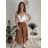Nohavice letné zavinovací dlhé oversize dámske GINIE (S/M/L ONE SIZE) TALIANSKA MÓDA IMD24250/DU starorůžová, S/M/L