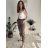 Kalhoty elegantní s páskem 3/4 krátké dámské (S/M/L ONE SIZE) ITALSKÁ MÓDA IMPLI257048/DU hnědá světlá S/M/L