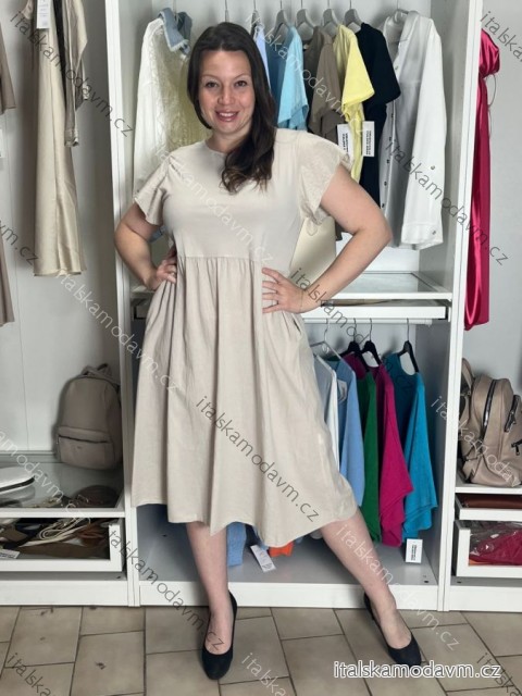 Šaty letné krátky rukáv dámske CAMELA (S/M/L ONE SIZE) TALIANSKA MÓDA IM42626361/DUR