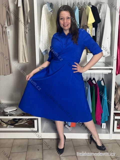 Šaty košeľové 3/4 dlhý rukáv dámske SUNSUN (S/M/L/XL ONE SIZE) TALIANSKA MÓDA IMPSS260001/DUR