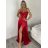 Šaty dlhé letné na ramienka dámske (XS/S/M ONE SIZE) TALIANSKA MÓDA IMPBB24B24780/DUR červená XS/S/M