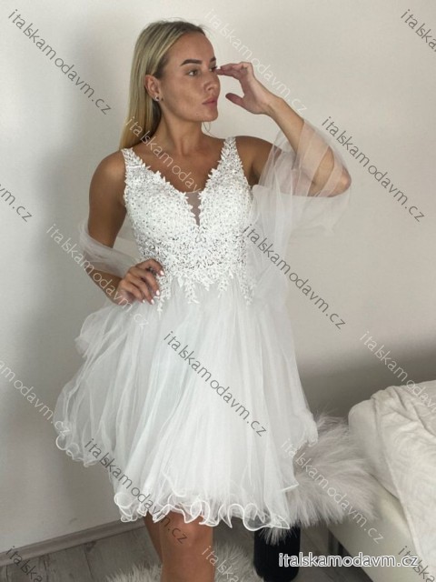Šaty společenské, svatební elegantní bez rukávu krátké plesové dámské (M/L) ITALSKÁ MÓDA IMM26HB50119