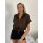 Košile kráký rukáv dámská TINA (S/M/L ONE SIZE) ITALSKÁ MÓDA IMWKH26001/DUR S/M/L hnědá