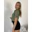 Košeľa krátký rukáv dámska TINA (S/M/L ONE SIZE) TALIANSKA MÓDA IMWKH26001/DUR S/M/L zelená khaki