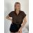 Košeľa krátký rukáv dámska TINA (S/M/L ONE SIZE) TALIANSKA MÓDA IMWKH26001/DUR S/M/L tmavo hnedá