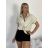 Košile kráký rukáv dámská TINA (S/M/L ONE SIZE) ITALSKÁ MÓDA IMWKH26001/DUR S/M/L světle béžová