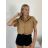 Košile kráký rukáv dámská TINA (S/M/L ONE SIZE) ITALSKÁ MÓDA IMWKH26001/DUR S/M/L hnědá