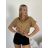 Košile kráký rukáv dámská TINA (S/M/L ONE SIZE) ITALSKÁ MÓDA IMWKH26001/DUR S/M/L hnědá