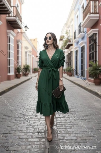 Šaty elegantný krátky rukáv dámske nadrozmer (44/46/48 ONE SIZE) TALIANSKA MÓDA IMD26078