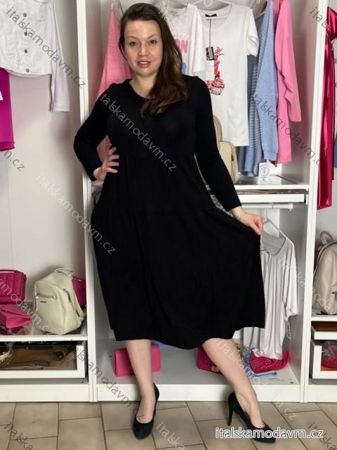 Šaty dlhé volnočasové dlouhý rukáv dámske (S/M/L/XL ONE SIZE) TALIANSKA MÓDA IM42600132/DUR