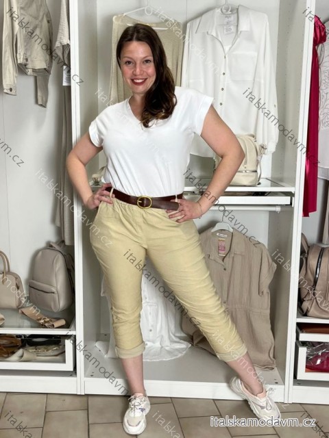 Nohavice volnočasové s opaskom dámske MIRKA (S/M/L ONE SIZE) TALIANSKA MÓDA IM425553/DUR S/M/L béžová