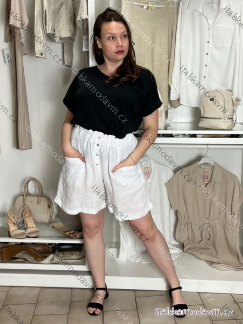 Kraťasy lněné dámske JINDRA (S/M/L ONE SIZE) TALIANSKA MÓDA IMWEC260066/DUR