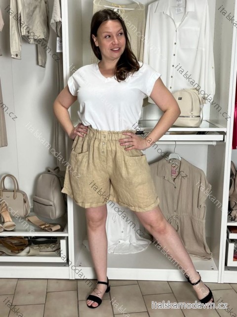Kraťasy lněné dámske JINDRA (S/M/L ONE SIZE) TALIANSKA MÓDA IMWEC260066/DUR S/M/L béžová