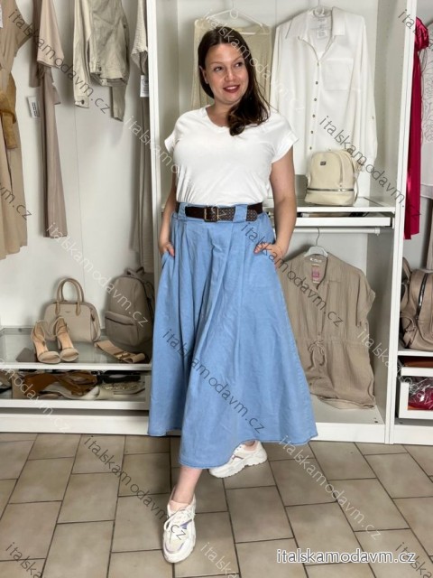 Sukně dlouhá s páskem dámská (S/M/L ONE SIZE) ITALSKÁ MÓDA IMWEC267509/DUR S/M/L světle modrá