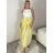 Sukně dlouhá s páskem  dámská ROMANA (S/M/L ONE SIZE) ITALSKÁ MÓDA IMPDY2623403/DUR S/M/L žlutá
